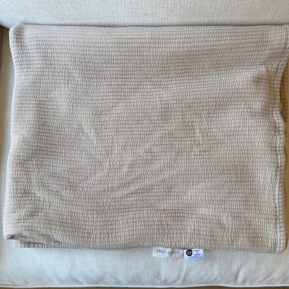 Cozy Earth Bamboo Quilted Coverlet Queen Driftwood Ribbed Bedding Blanket - Picture 4 of 7